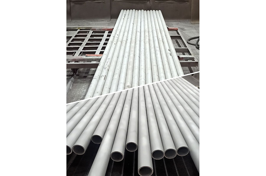 Structural steel blast cleaned to near-white finish